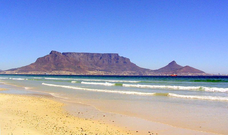 The Table Mountain and Ocean in Cape Town.